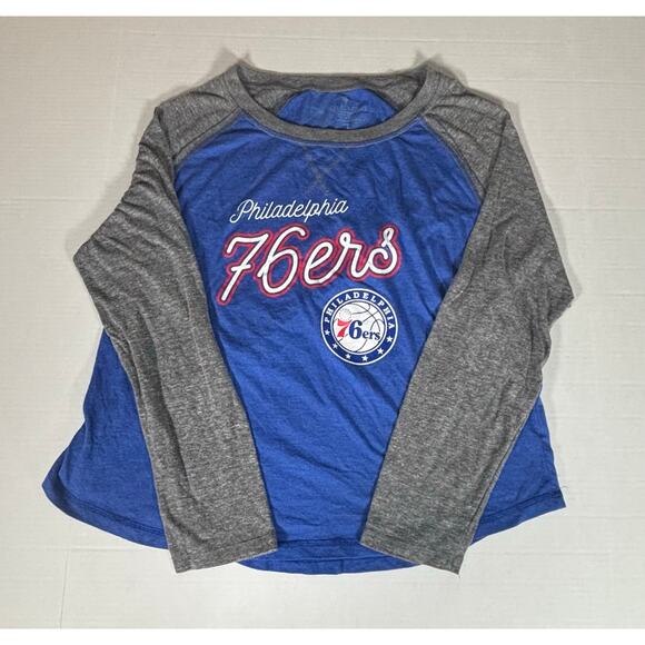 Soft As a Grape Philadelphia 76ers Blue & Gray Long Sleeve Shirt Womens Size 1X - Picture 4 of 7